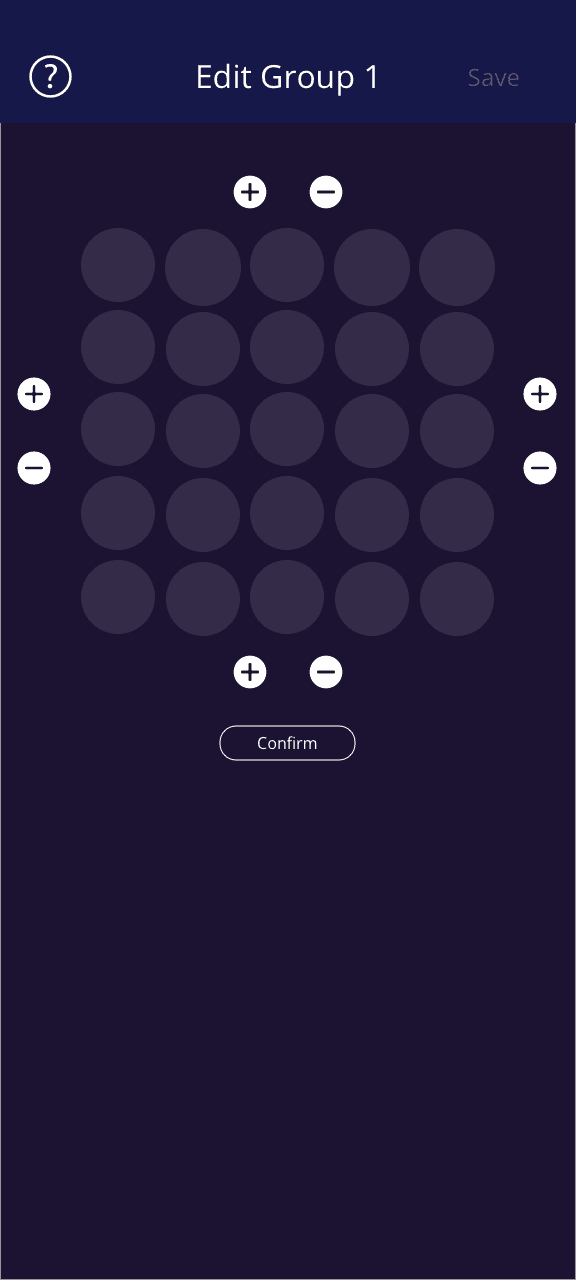 MESHLE App: Grid view with the resize control and the first placeholders in place