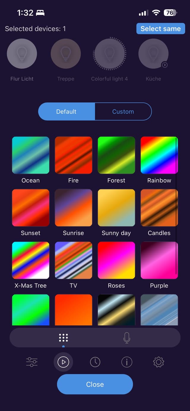 MESHLE App Animationsbibliothek mit Farbverlauf, Regenbogen und Puls-Effekten