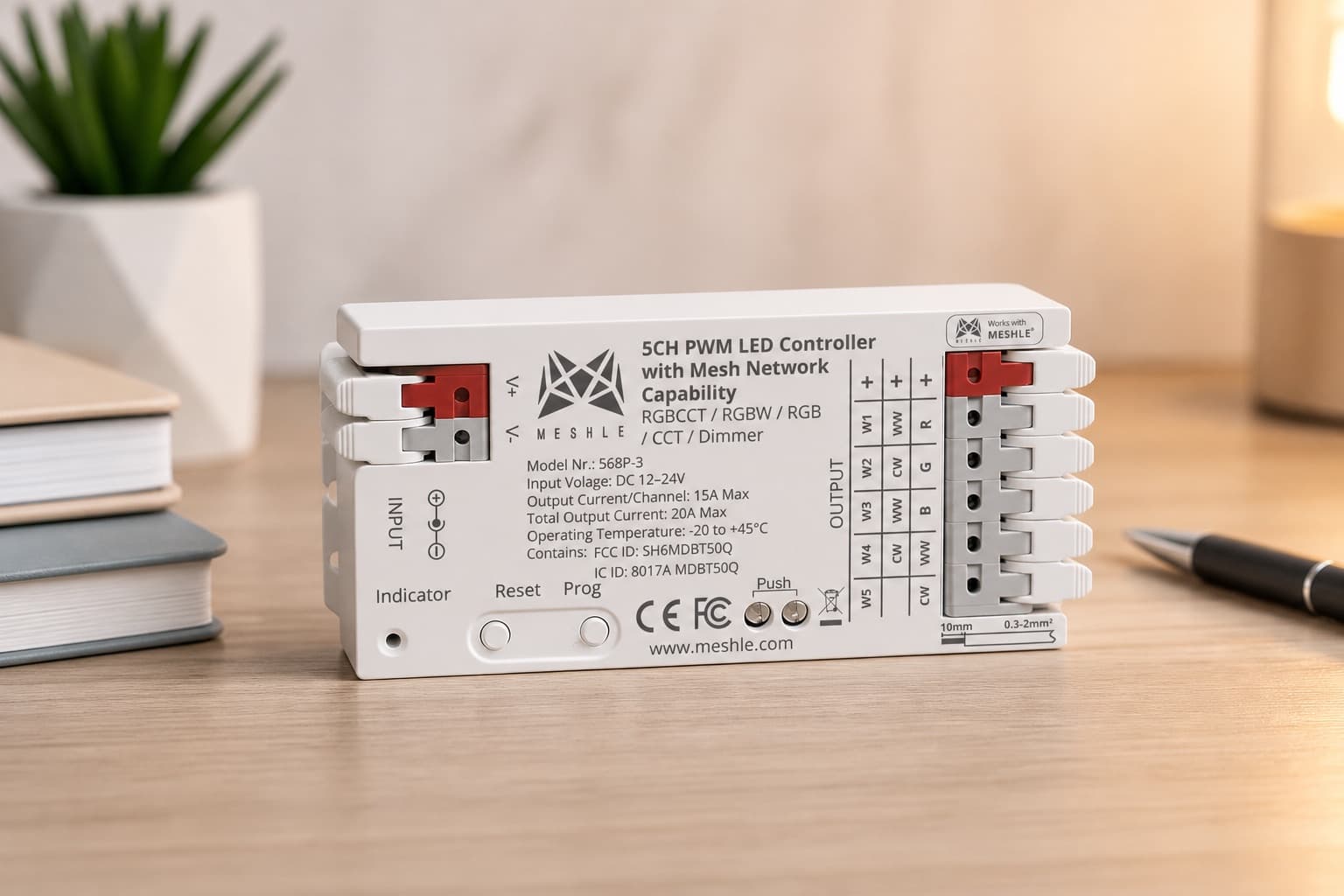 MESHLE flex PRO 3 — 5-Kanal-PWM-LED-Controller, eine SKU für RGBCCT, RGBW, RGB, CCT oder Single-Color