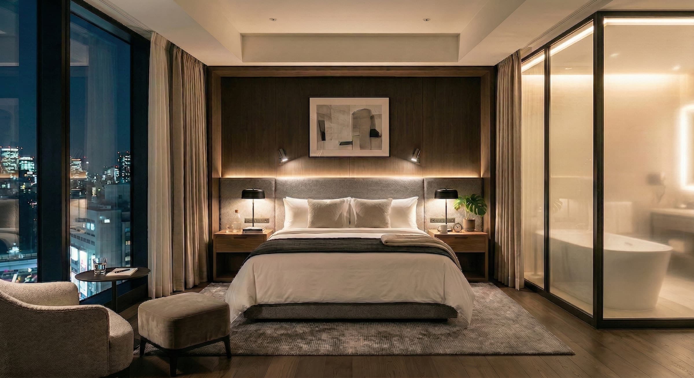 Hotellobby mit adaptiver smarter Beleuchtung