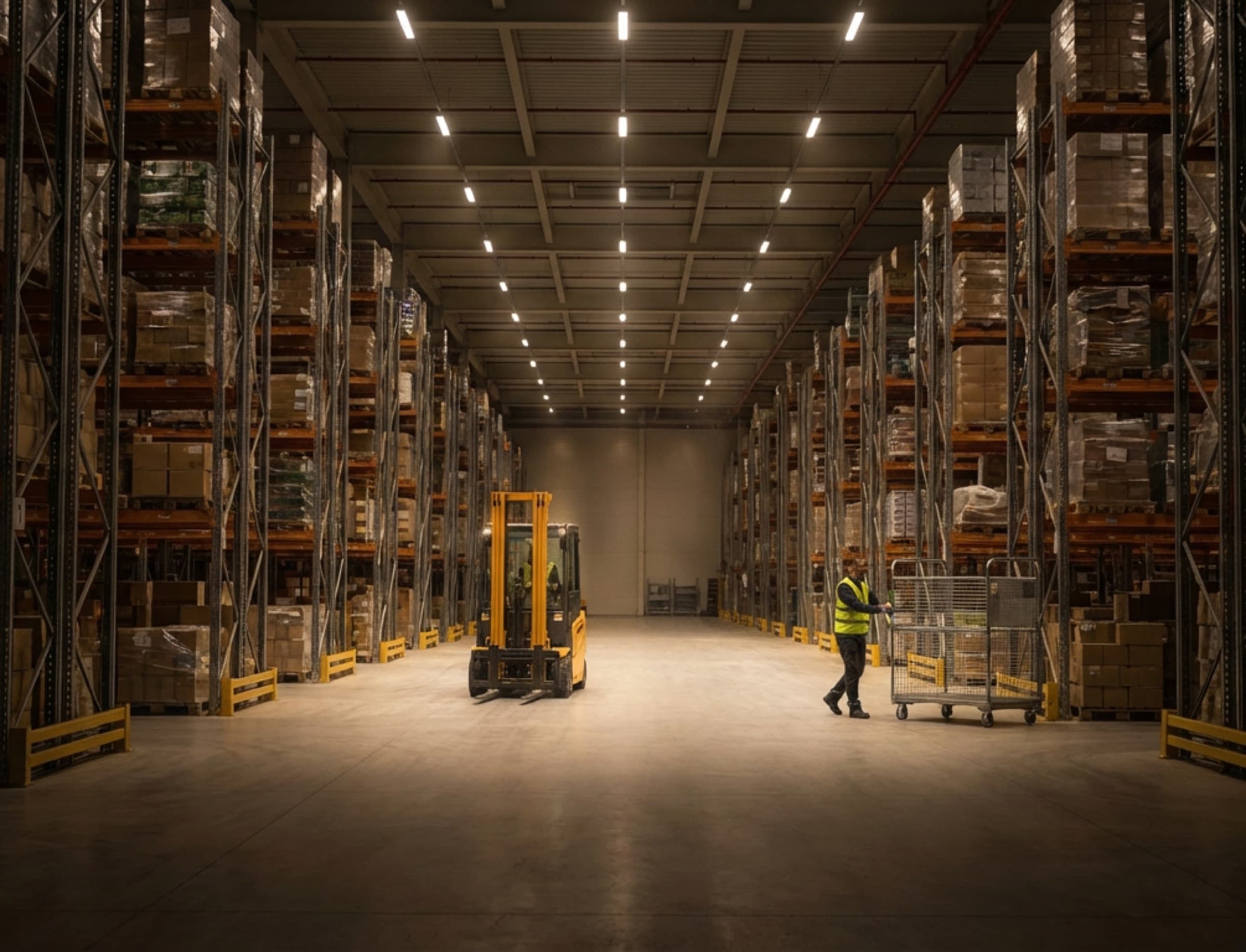 Warehouse with smart industrial lighting