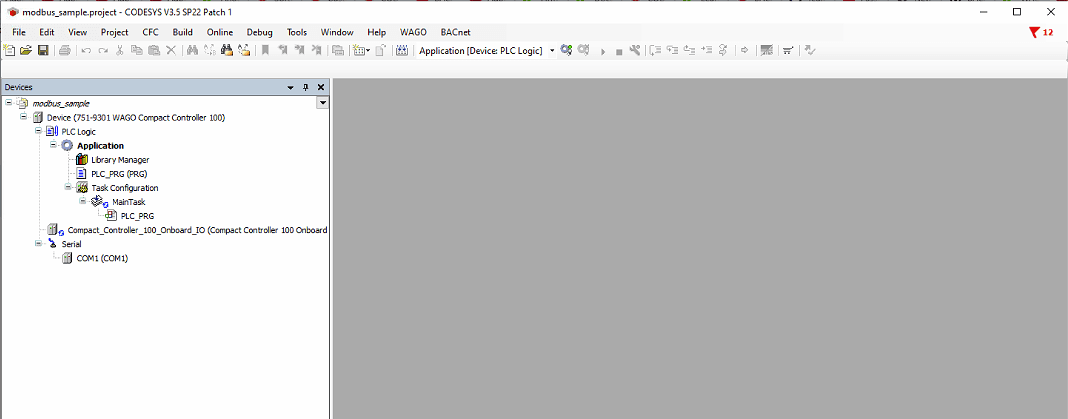 CODESYS device tree right after project creation