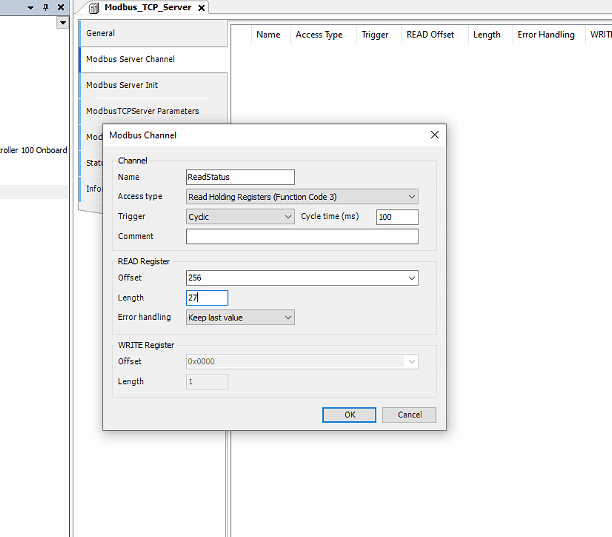 General tab showing the gateway IP address and port 502
