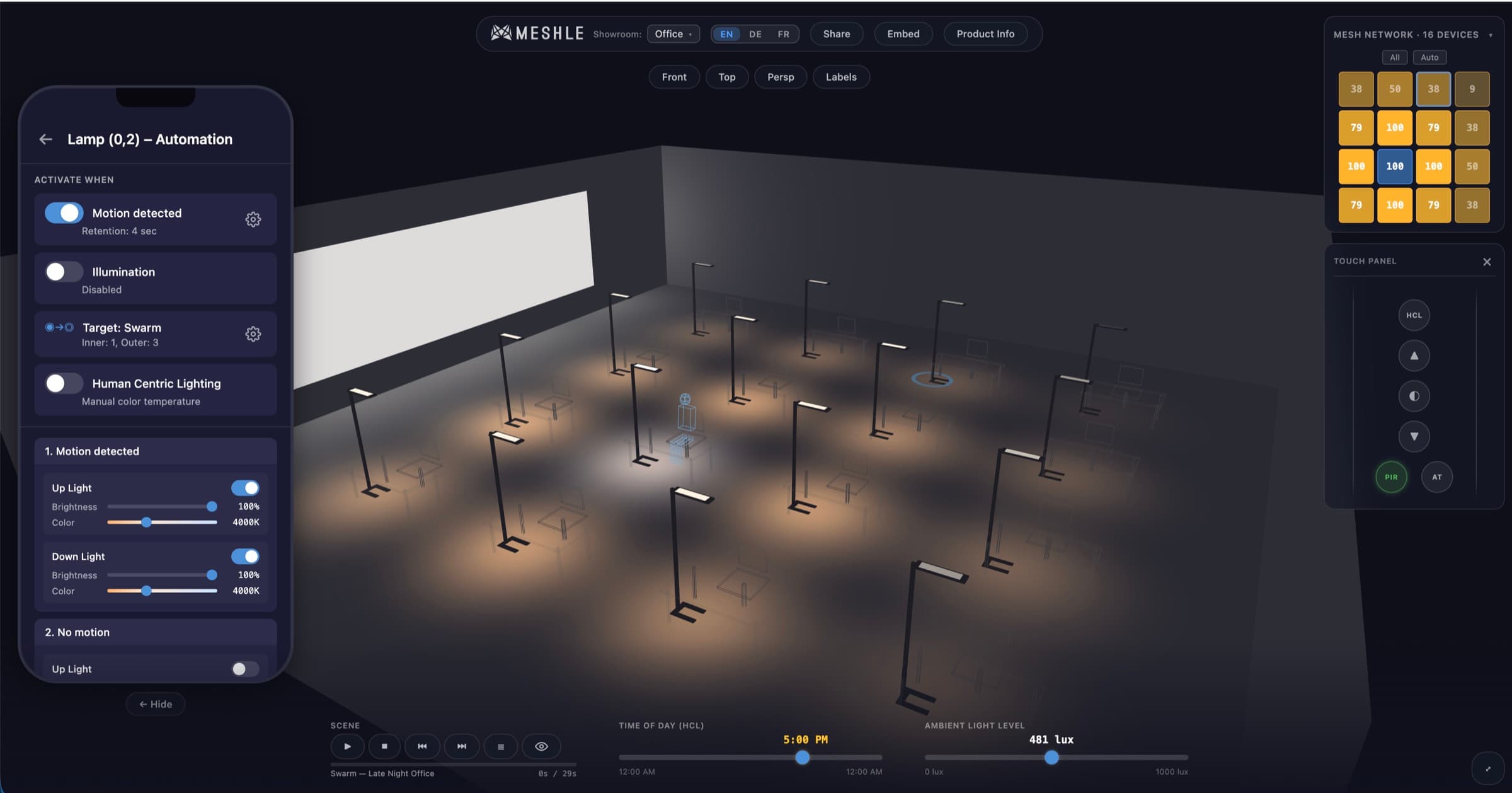 Explore MESHLE Smart Lighting in 3D Simulators