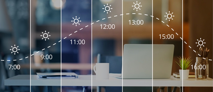 Graphic showing the sun positions with according light temperatures